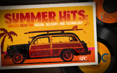 Summer Institute High Impact Teaching Strategies logo of a woody wagon with a surfboard and 45 records in the background